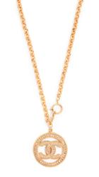 What Goes Around Comes Around Chanel Gold Crystal Cc Necklace