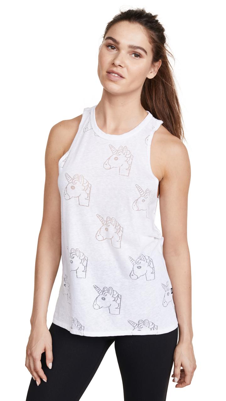Terez White Unicorn Burnout Tank