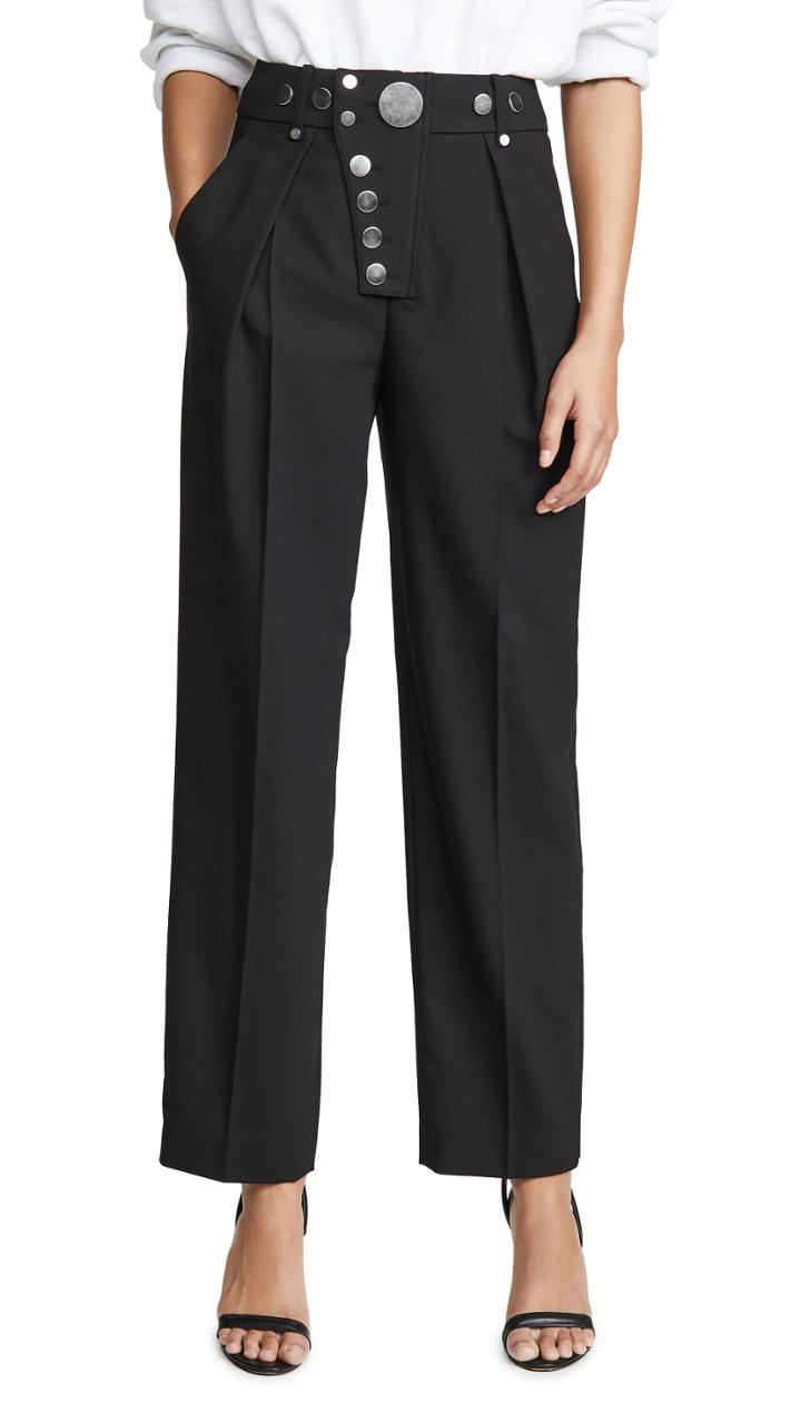 Alexander Wang Wide Leg Snap Placket Trousers
