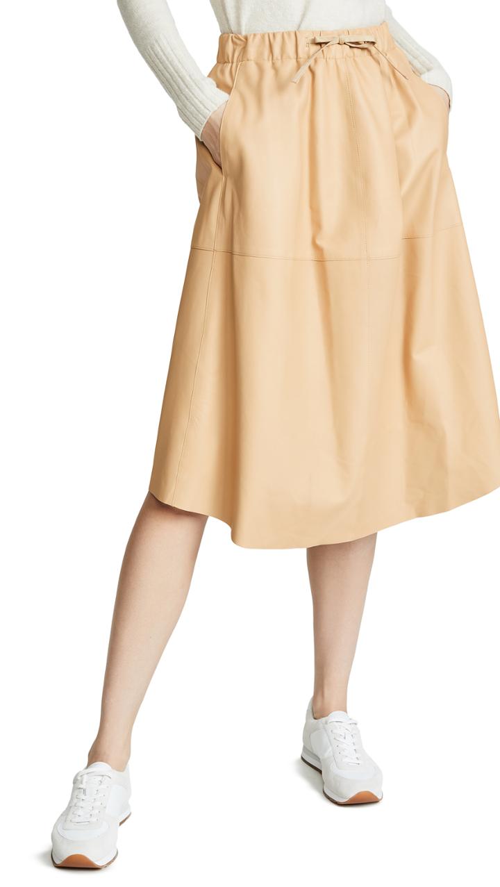 Vince Paneled Leather Skirt