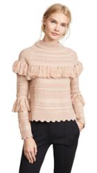 Jonathan Simkhai Wool Tassel Knit Crew Neck Sweater