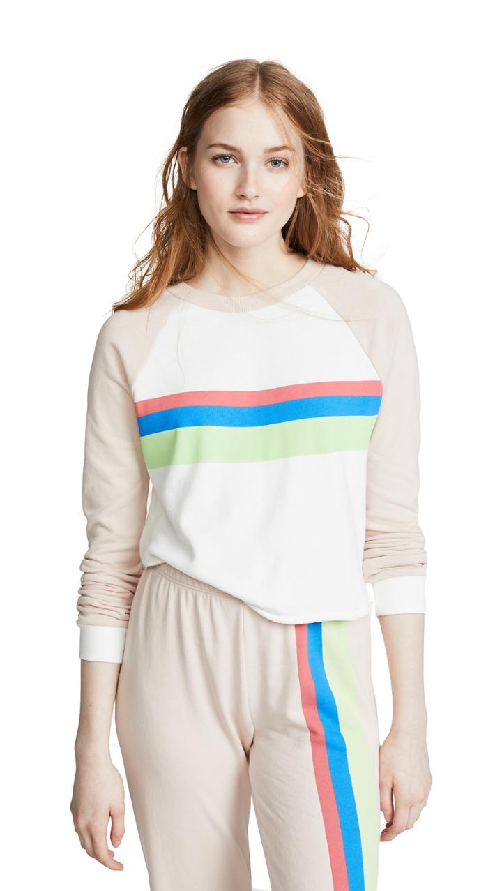 Wildfox Mellow Stripe Beach House Cropped Sweatshirt