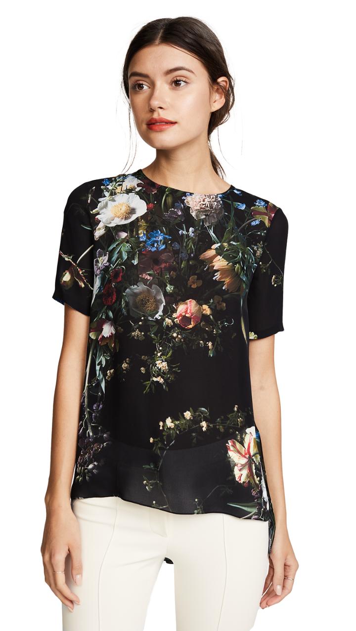 Adam Lippes Floral Silk Tee