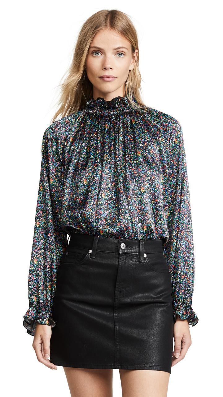 Cynthia Rowley Smocked Ruffle Top
