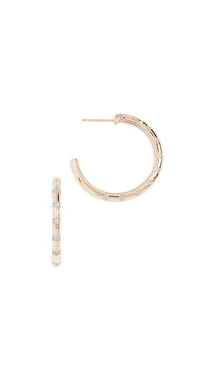 Adina Reyter Large Pave Diamond Strip Hoop Earrings