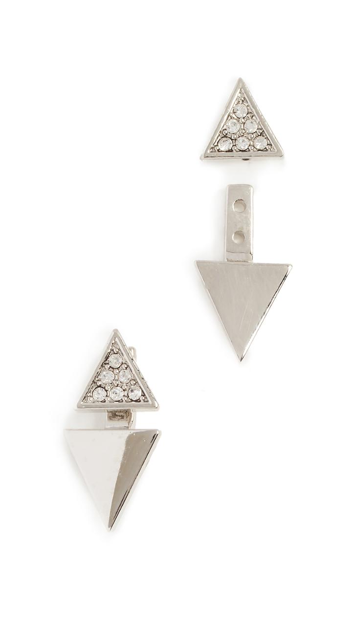 Rebecca Minkoff Double Triangle Front To Back Earrings