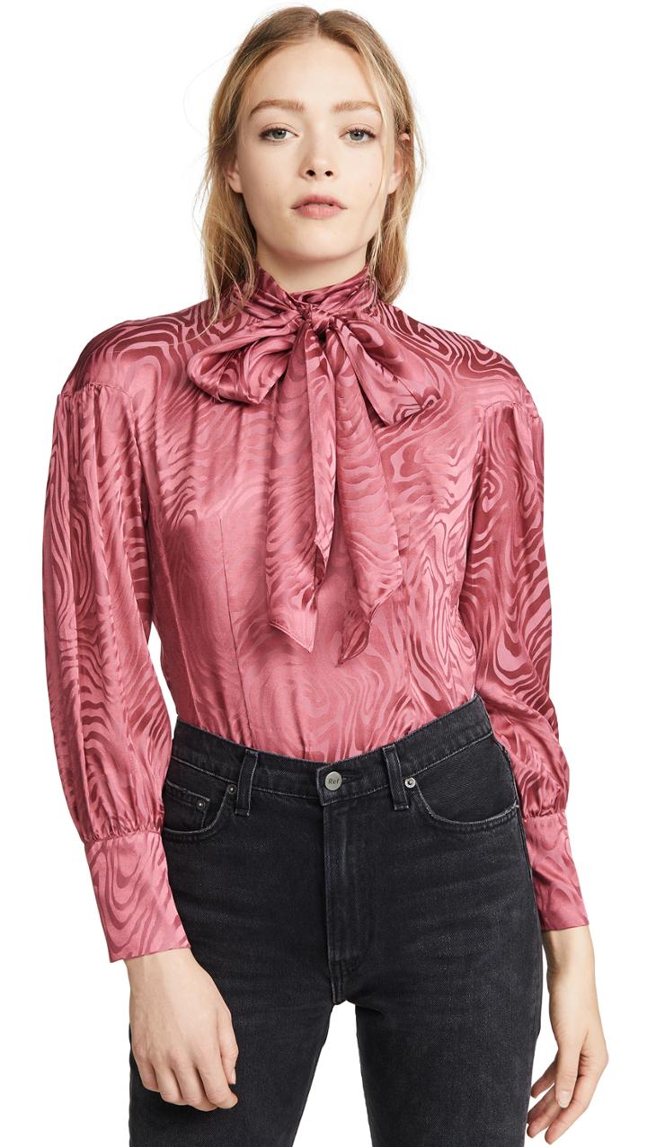 Rebecca Taylor Long Sleeve Swirl Jacquard Top
