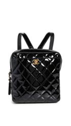 What Goes Around Comes Around Chanel Black Patent Quilted Backpack