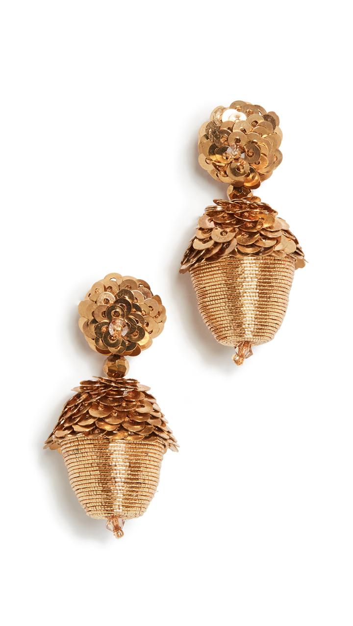 Oscar De La Renta Beated Drop Acron Earrings