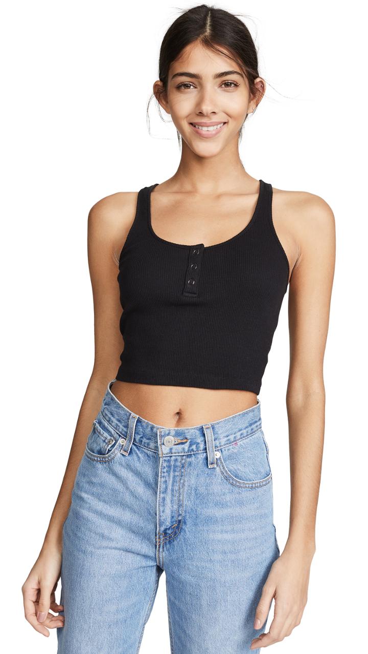 Re Done Henley Crop Top