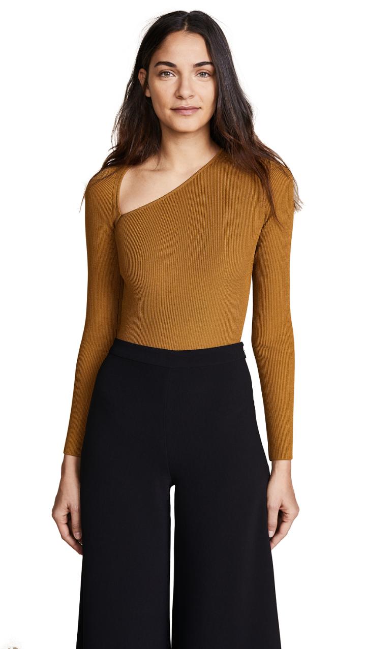 Cushnie Et Ochs Vivian Long Sleeve Asymmetrical Bodysuit