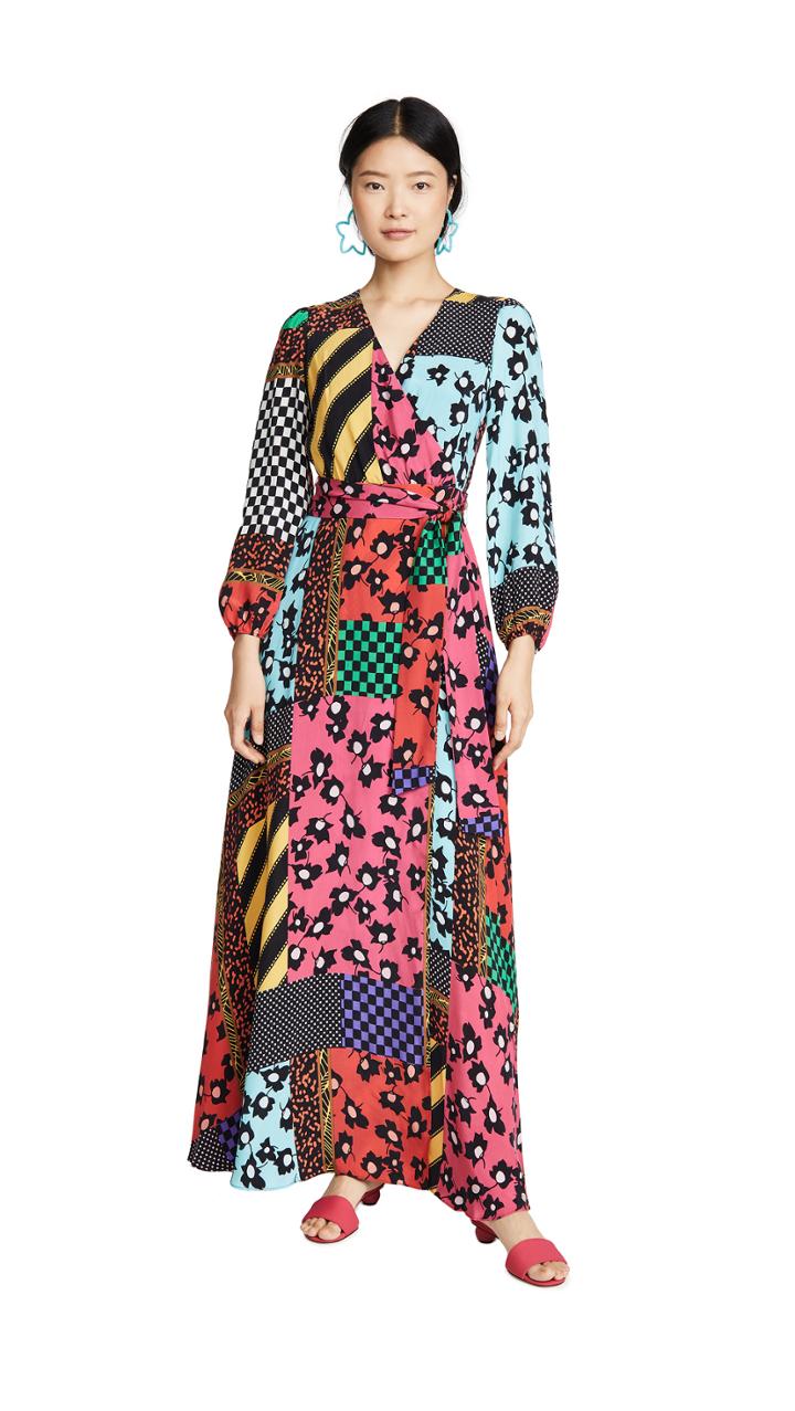 Alice Olivia Coco Mock Wrap Maxi Dress