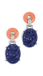 Kenneth Jay Lane Carved Drop Deco Clip Earring