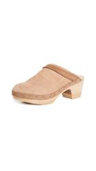 No 6 Dakota Shearling Mid Heel Clogs