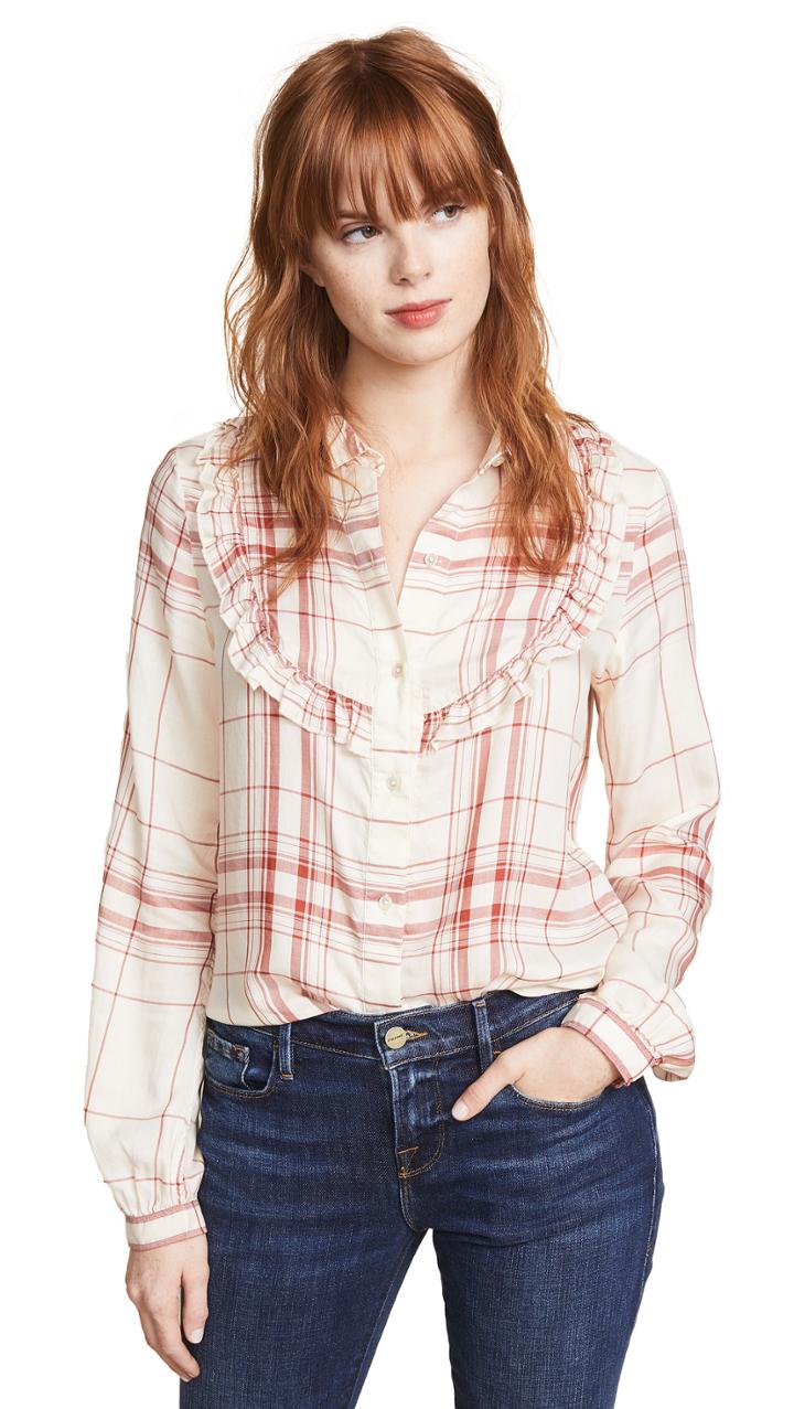 Frame Ruffle Bib Button Down Shirt