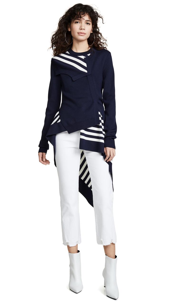 Monse Striped Twisted Cardigan