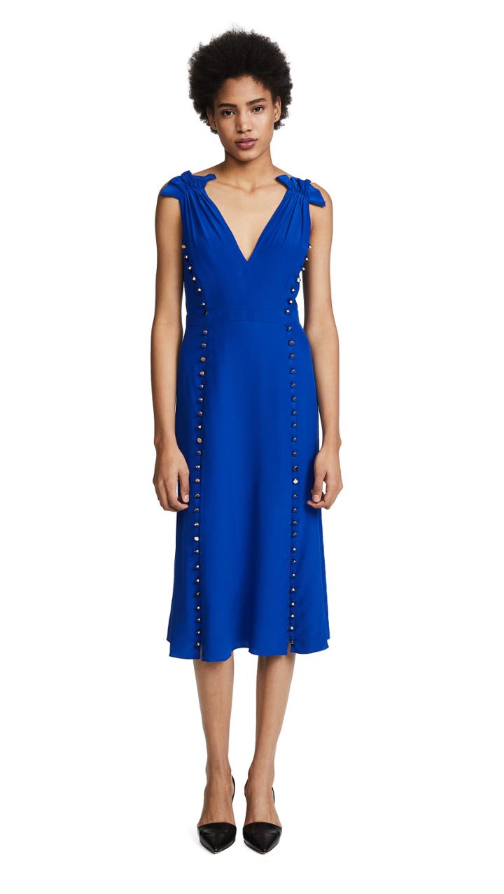 Prabal Gurung Deep V Dress With Button Detail