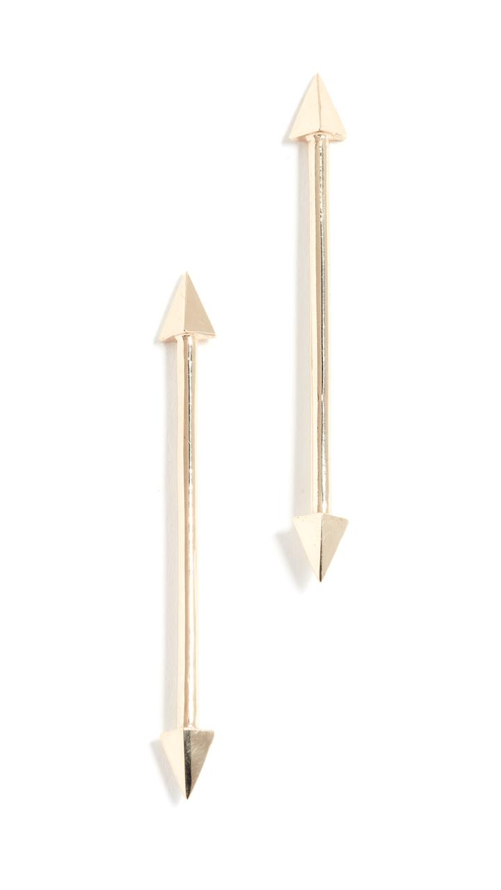 Established 14k Gold Long Double Arrow Stud Earrings