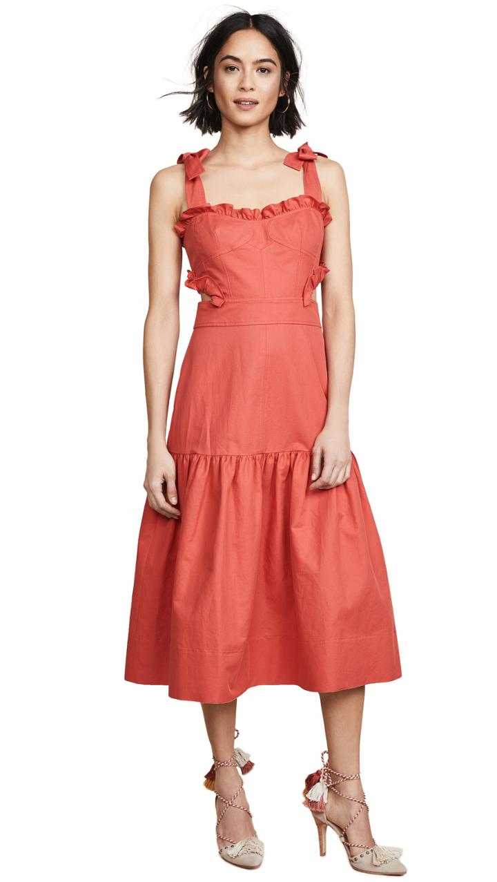 Rebecca Taylor Sleeveless Cotton Midi Dress