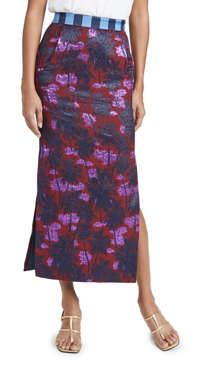 Stella Jean Palm Tree Midi Skirt