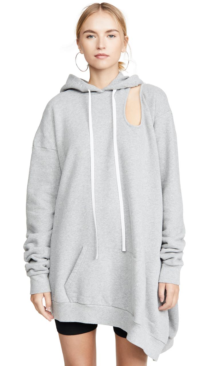 Unravel Project Double Cutout Asymmetrical Hoodie