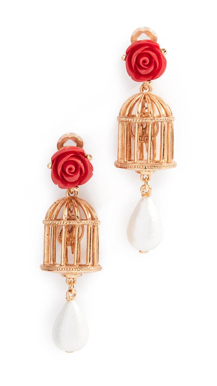 Oscar De La Renta Birdcage Earrings