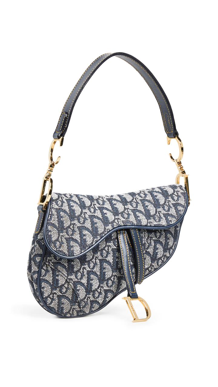 What Goes Around Comes Around Dior Navy Trotter Small Saddle Bag