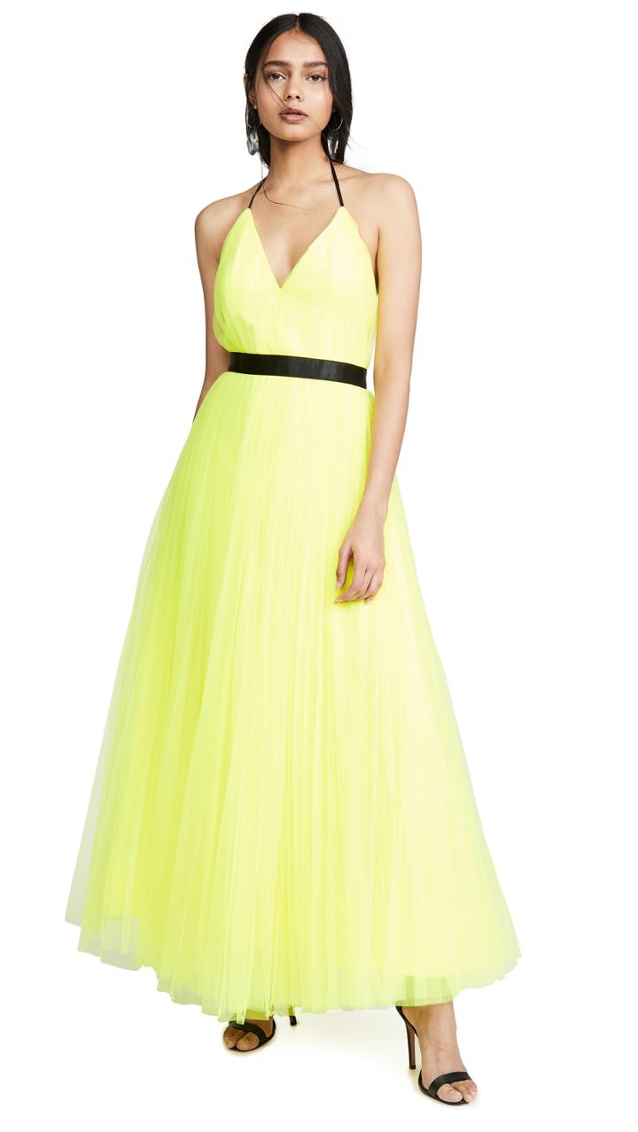 Alice Olivia Bitsy Pleated Tea Length Gown