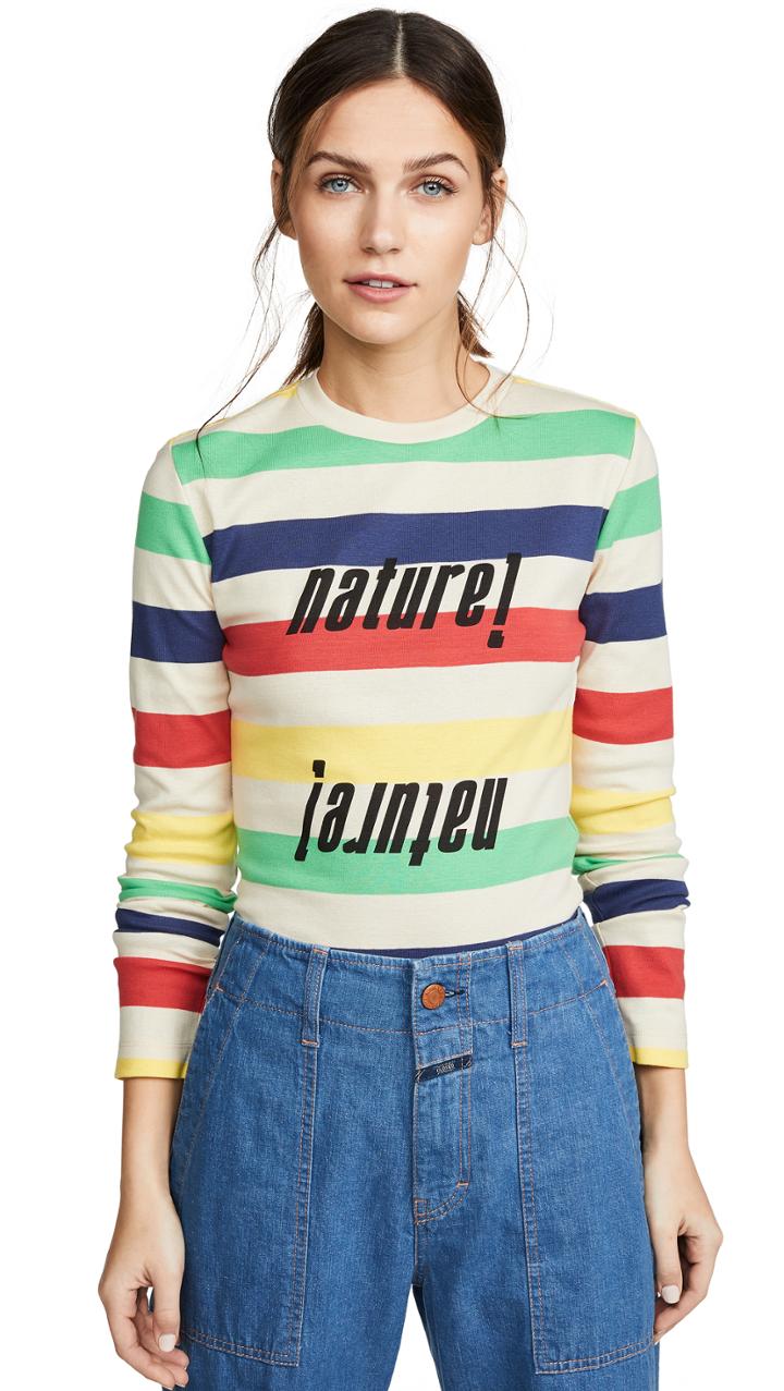 Ganni Striped Rib Tee