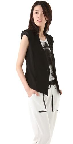 Helmut Lang Vest With Leather Cap Sleeves