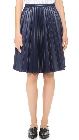 J.w. Anderson Midi Sunray Kilt - Navy Pleather