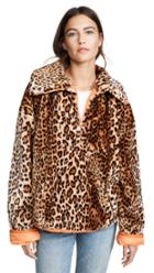 J O A Leopard Half Zip Jacket