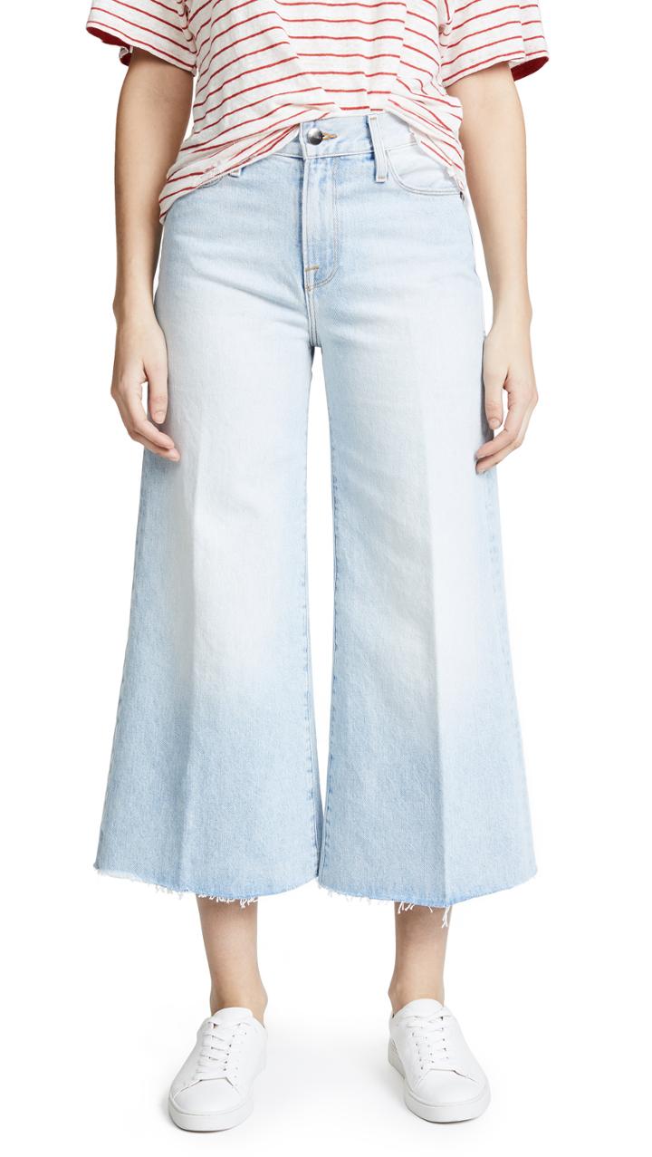 Frame Le Crop Palazzo Pants With Raw Edge