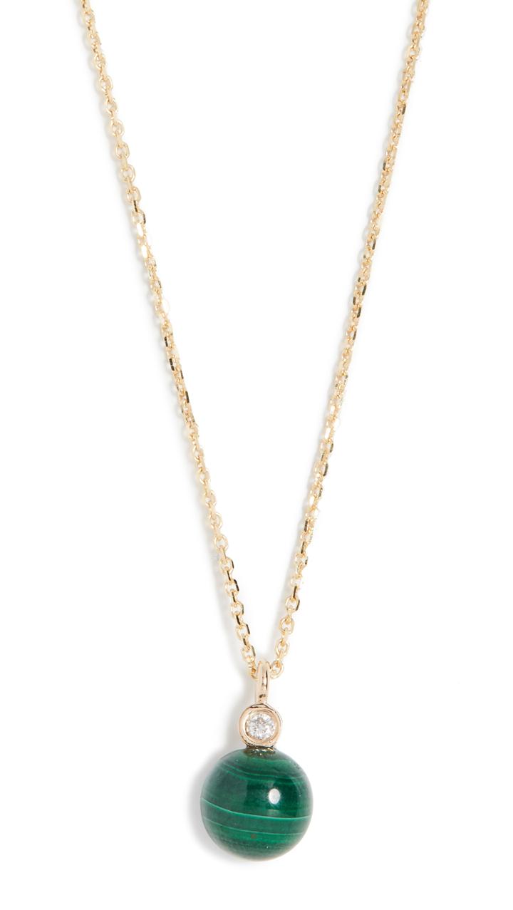 Mateo 14k Malachite And Diamond Dot Necklace