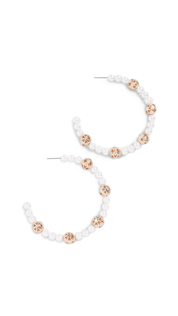 Baublebar Imitation Pearl Hoop Earrings