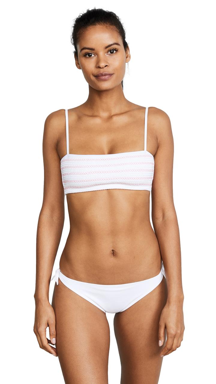Kisuii Adrianna Straight Smocked Bandeau Bikini Top