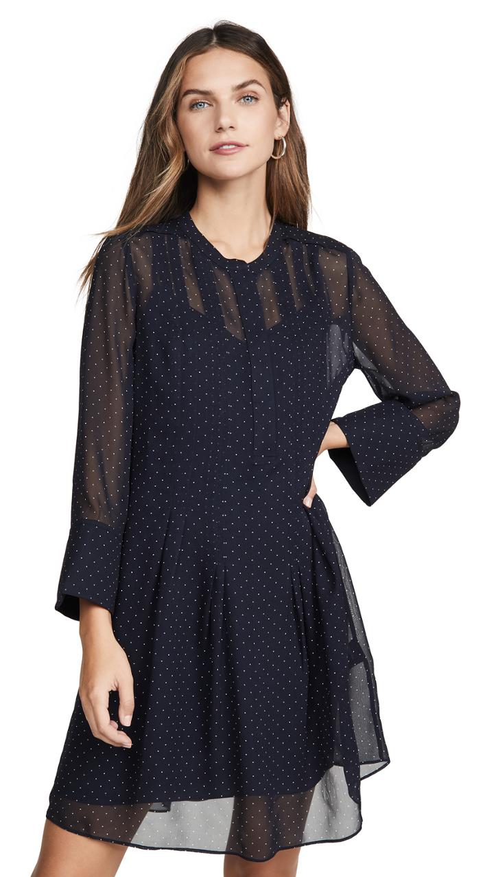 Club Monaco Pintuck Long Sleeve Dress