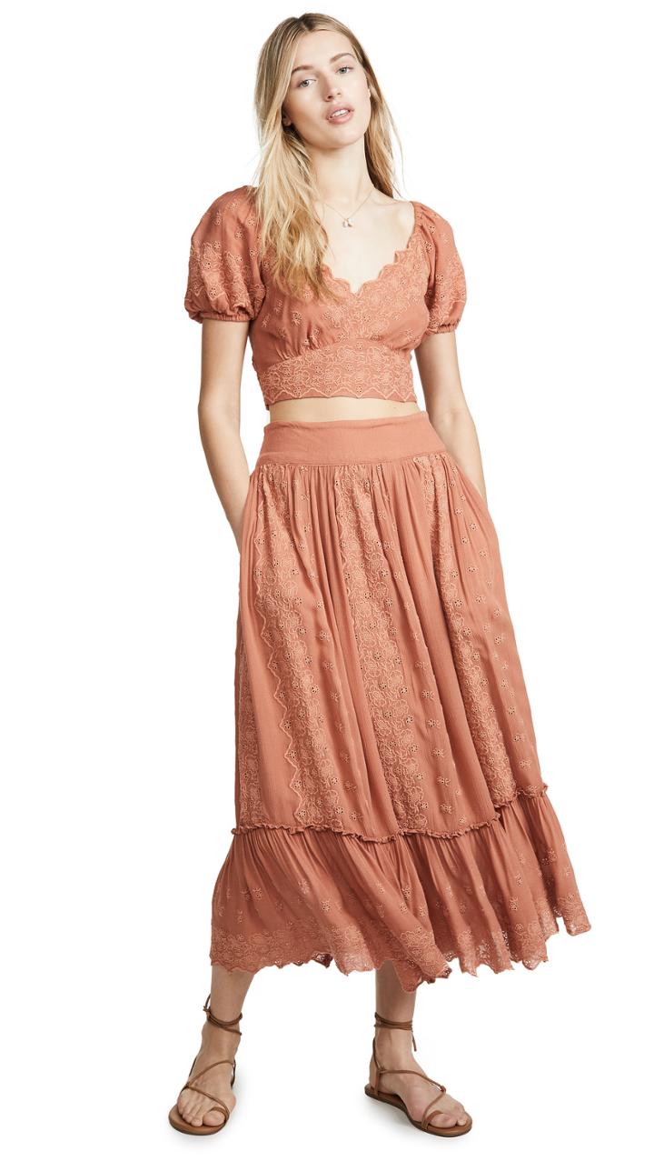 Free People Ella Shirt Skirt Set
