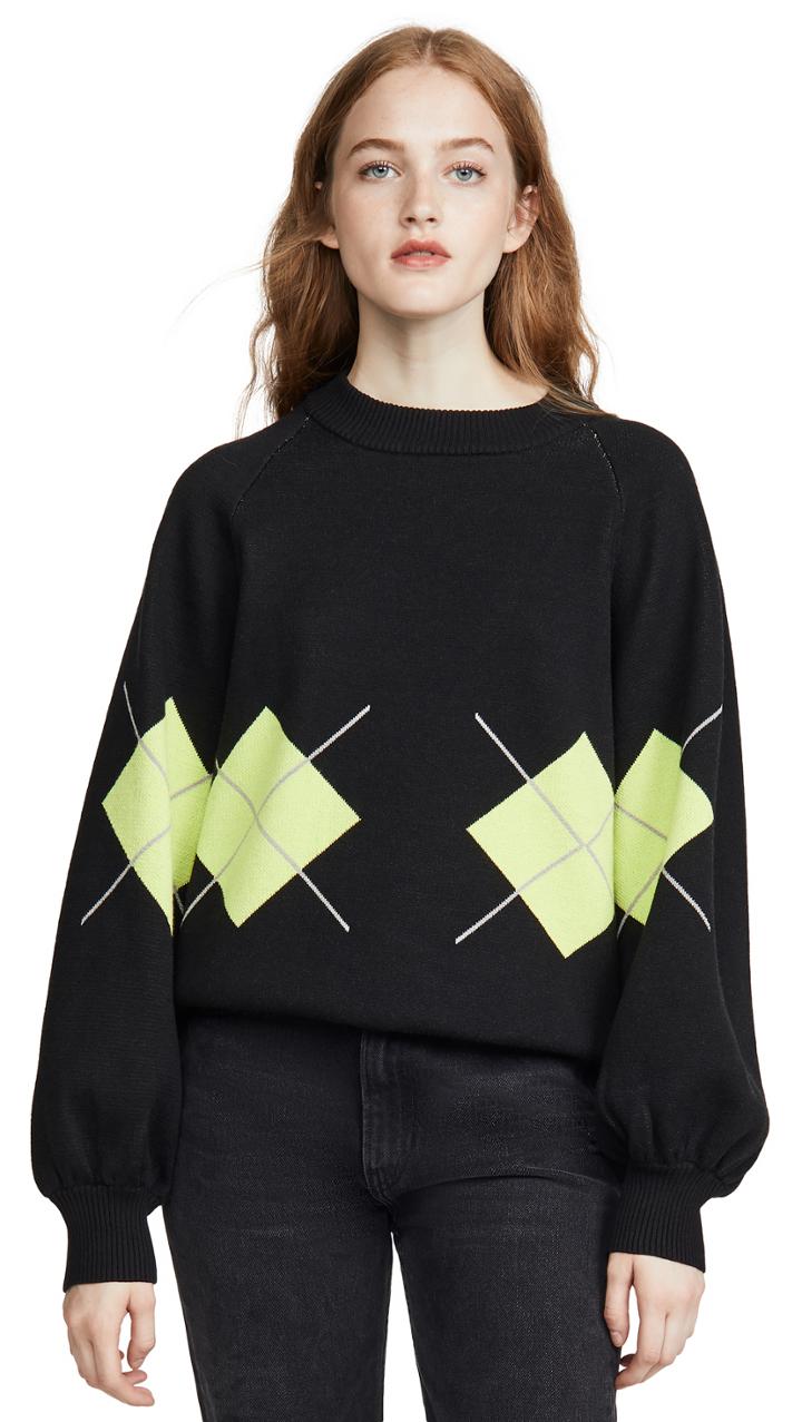 J O A Argyle Crew Neck Sweater