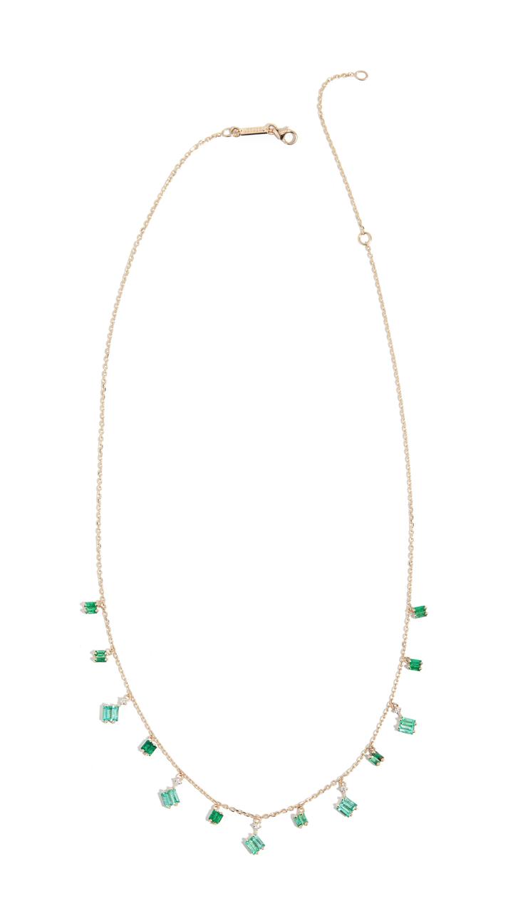 Suzanne Kalan 18k Gold Cascading Emeralds Necklace