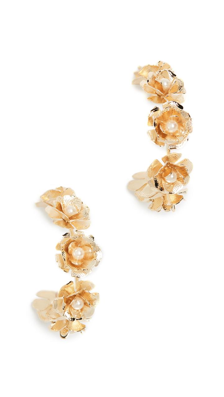 Shashi Blossom Pearl Hoop Earrings