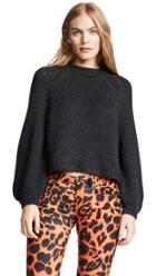 R13 Balloon Sleeve Cashmere Crew Neck Sweater