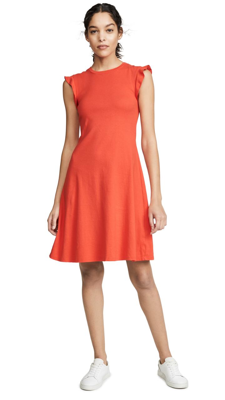 Three Dots Heritage Knit Ruffle Sleeve Dress