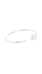 Mizuki 14k Small Open Pearl Diamond Cuff