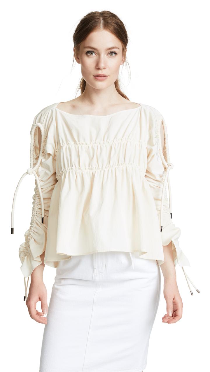 Carven Smocked Ruched Blouse