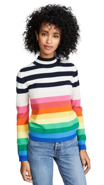 Jumper1234 Mutli Stripe Turtleneck Cashmere Sweater