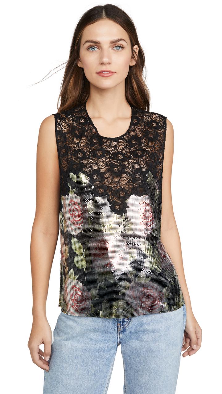 Paco Rabanne Floral Mesh Top