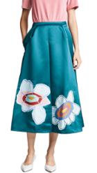 Mira Mikati Satin Flower Midi Skirt