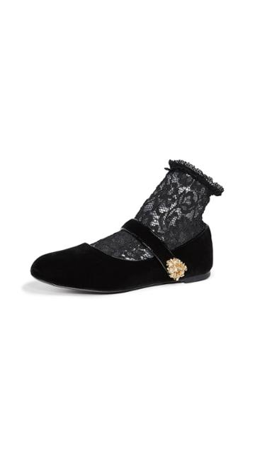 Stella Luna Brooch Flat Mary Jane With Lace Sock
