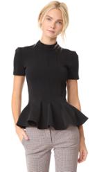 Carven Short Sleeve Peplum Top